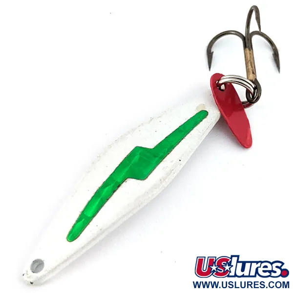 Vintage   Bay de Noc Do-Jigger, 3/16oz White Pearl / Green fishing spoon #14339