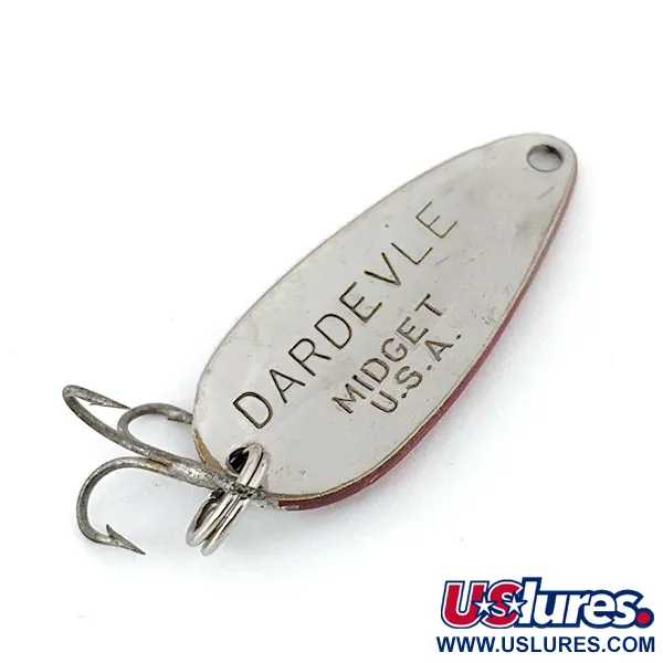 Vintage  Eppinger Dardevle Midget, 3/16oz Red / White / Nickel fishing spoon #14346