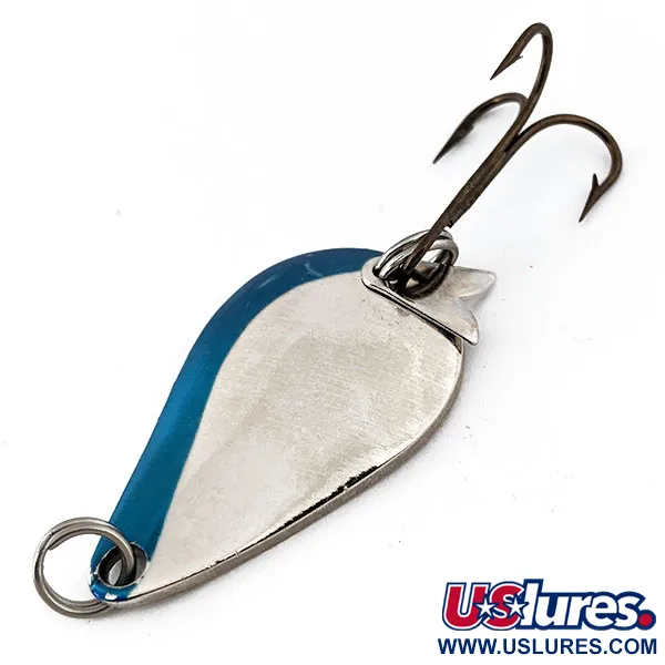 Vintage  Acme K.O. Wobbler , 1/4oz Nickel / Blue fishing spoon #14351