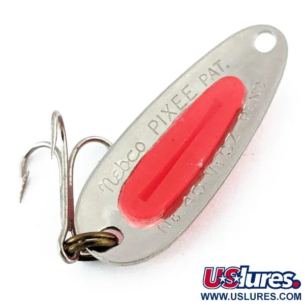 Vintage   ​Nebco Pixee, 1/8oz Hammered Nickel / Pink fishing spoon #14365