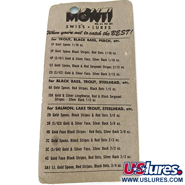  Other ​Monti Swiss Lures , 3/16oz Gold / Silver / Red spinning lure #14622