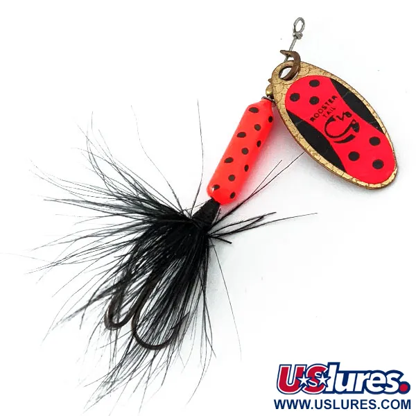 Vintage  Yakima Bait Worden’s Original Rooster Tail, 1/8oz Gold / Red spinning lure #14542