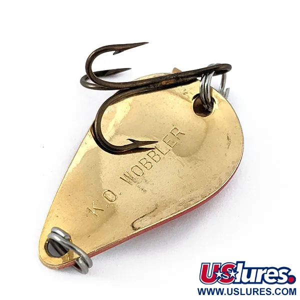 Vintage  Acme K.O. Wobbler , 1/4oz Red / White / Gold fishing spoon #14552
