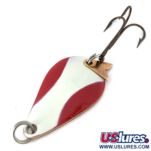 Vintage  Acme K.O. Wobbler , 1/4oz Red / White / Gold fishing spoon #14552
