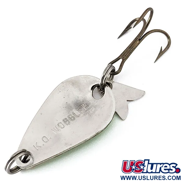 Vintage  Acme K.O. Wobbler , 1/8oz Nickel / Green fishing spoon #14553