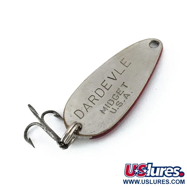 Vintage  Eppinger Dardevle Midget, 3/16oz Red / White / Nickel fishing spoon #14554