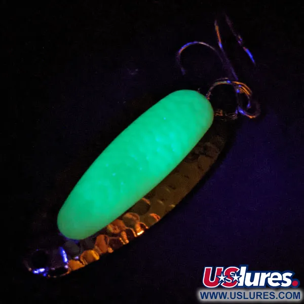 Vintage   Blue Fox Pixee UV, 1/2oz Hammered Nickel / Yellow fishing spoon #14555