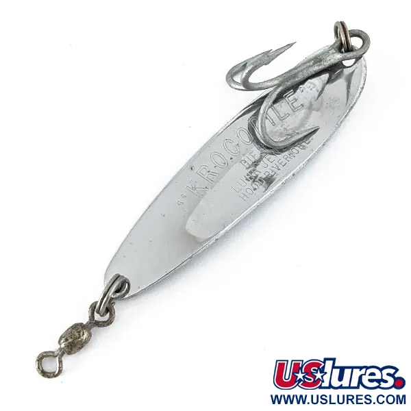 Vintage  Luhr Jensen Krocodile #4, 1/2oz Nickel / Blue fishing spoon #14556