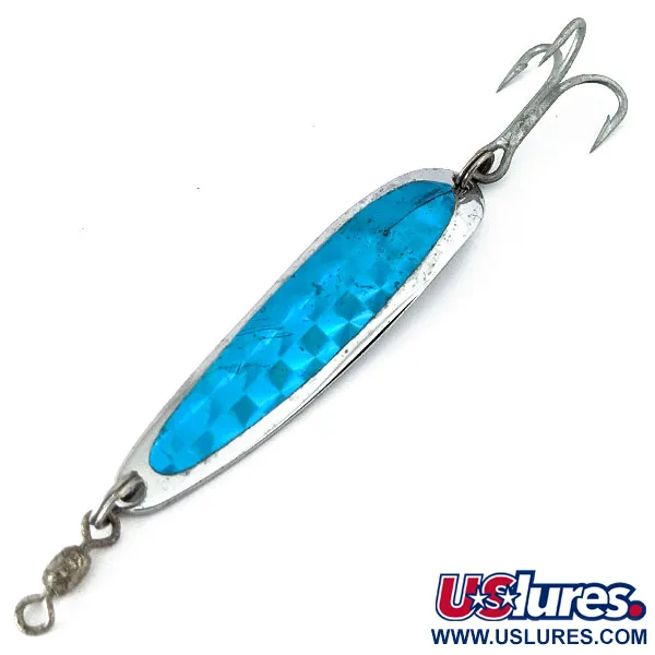 Vintage  Luhr Jensen Krocodile #4, 1/2oz Nickel / Blue fishing spoon #14556