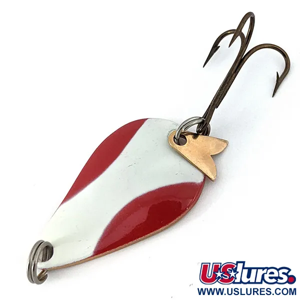 Vintage  Acme K.O. Wobbler , 1/4oz Red / White / Gold fishing spoon #14618