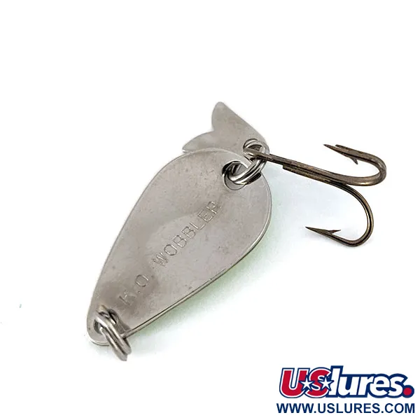 Vintage  Acme K.O. Wobbler, 1/8oz Nickel / Green fishing spoon #14619