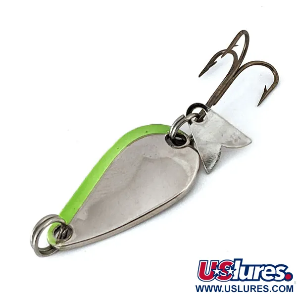 Vintage  Acme K.O. Wobbler, 1/8oz Nickel / Green fishing spoon #14619
