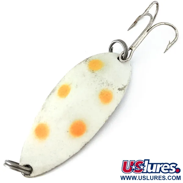 Vintage   Acme Little Cleo Glow, 3/4oz White / Pink / Nickel Glow in Dark fishing spoon #14635