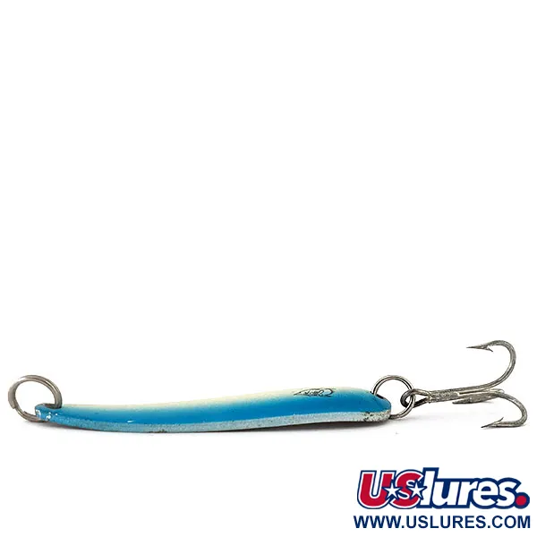 Vintage  Eppinger ​Dardevle Seadevle Imp UV, 1oz White / Blue / Nickel UV Glow in UV light, Fluorescent fishing spoon #14684