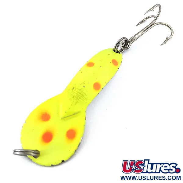 Vintage  Acme Dazzler #3 UV, 3/5oz Yellow / Red / Nickel fishing spoon #14700