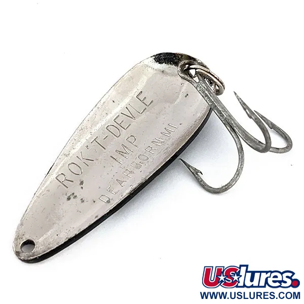 Vintage  Eppinger Dardevle Bass Rok't Imp, 3/4oz Black / White / Nickel fishing spoon #14701