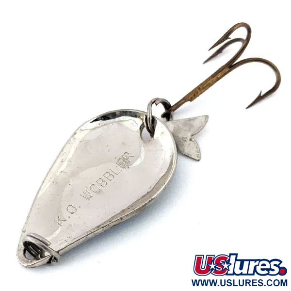 Vintage  Acme K.O. Wobbler , 1/4oz Nickel / Blue fishing spoon #14702