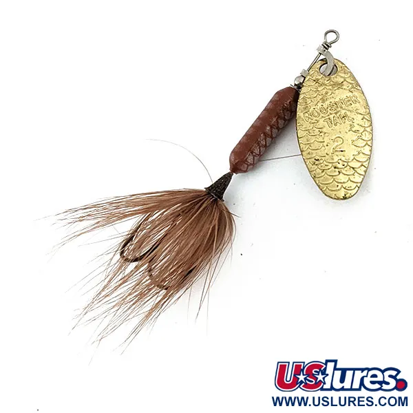 Vintage  Yakima Bait Worden’s Original Rooster Tail 2, 1/8oz Gold spinning lure #14721