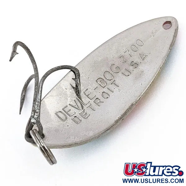 Vintage  Eppinger Dardevle Devle Dog 7700, 1/2oz Pearl fishing spoon #14818