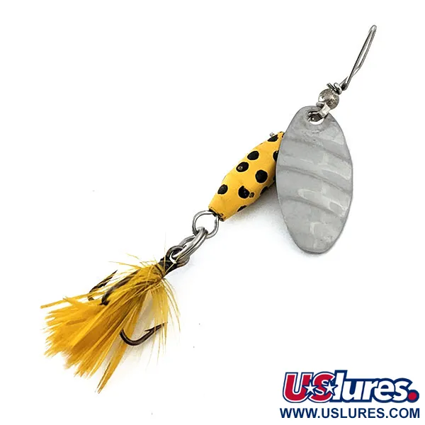 Vintage   Glen Evans Shyster, 1/8oz Nickel / Yellow spinning lure #14867