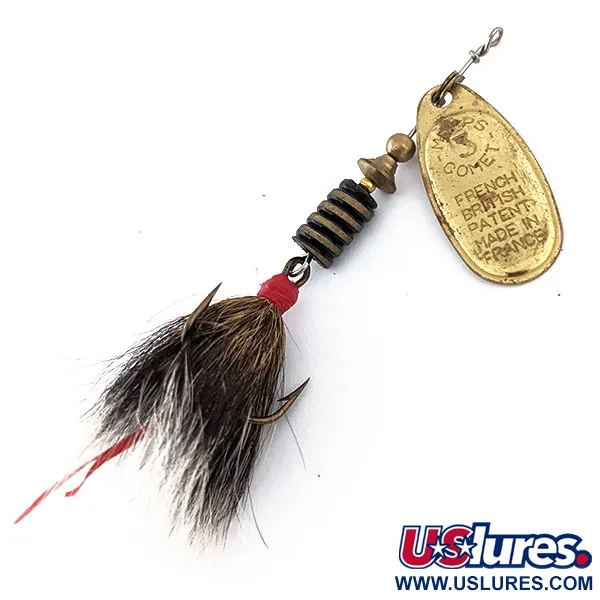 Vintage   Mepps Comet 3 Dressed, 1/4oz Gold spinning lure #14895