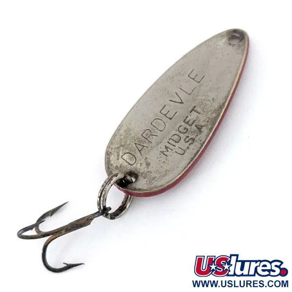 Vintage  Eppinger Dardevle Midget, 3/16oz Red / White / Nickel fishing spoon #15017