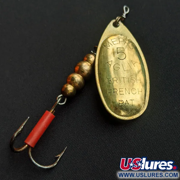 Vintage   Mepps Aglia 5, 1/2oz Gold spinning lure #15026
