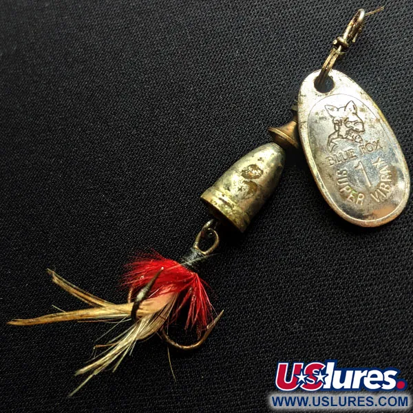 Vintage   Blue Fox Super Vibrax 1 Foxtail, 1/8oz Silver spinning lure #15058