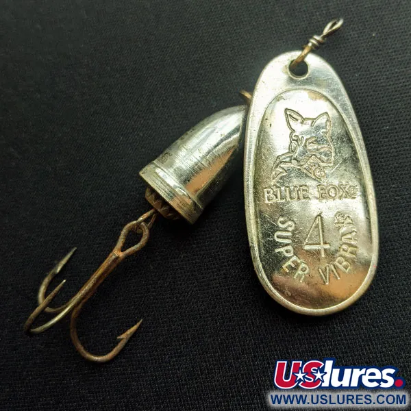 Vintage   Blue Fox Super Vibrax 4, 3/8oz Silver spinning lure #15060