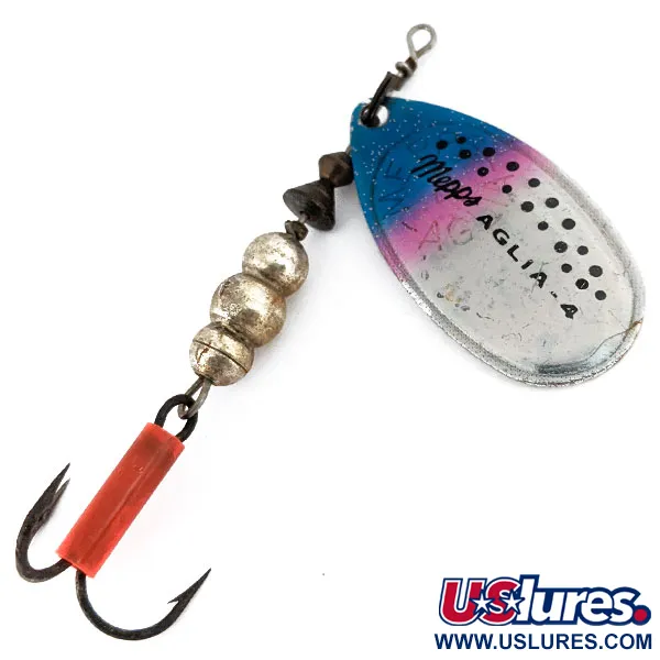 Vintage   Mepps Aglia 5, 1/2oz Silver / Rainbow Trout spinning lure #15061