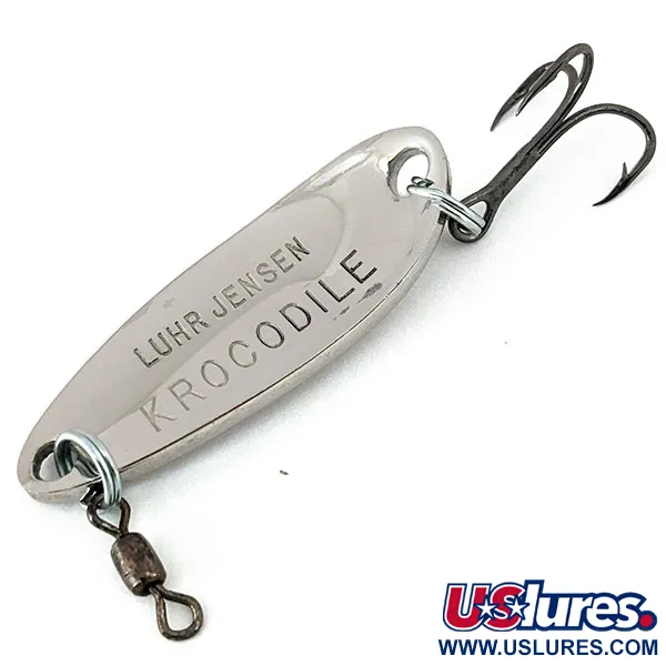Vintage  Luhr Jensen Krocodile, 1/3oz Nickel fishing spoon #15083