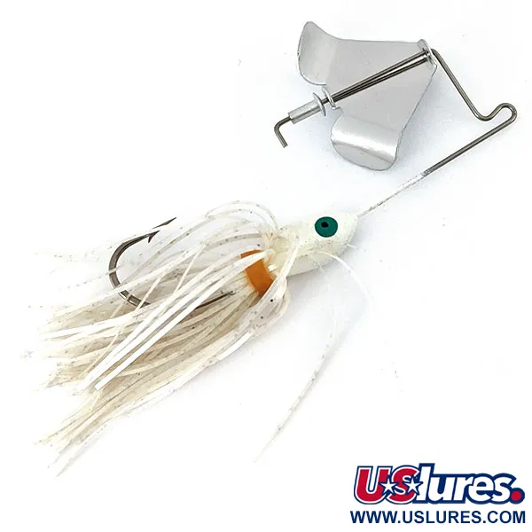 Vintage   Strike King Mini Pro-Buzz, 1/4oz White spinning lure #15168