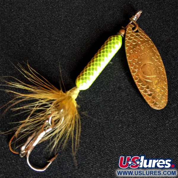 Vintage  Yakima Bait ​Worden’s Original Rooster Tail, 1/4oz Brass spinning lure #15216