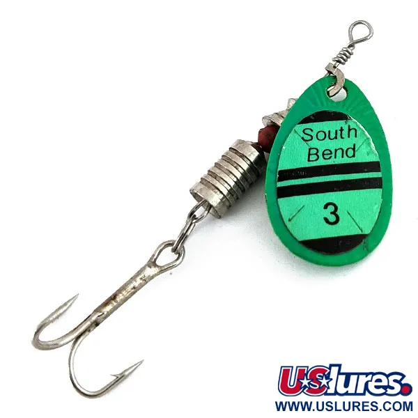 Vintage   South Bend 3, 1/4oz Nickel / Green spinning lure #15241