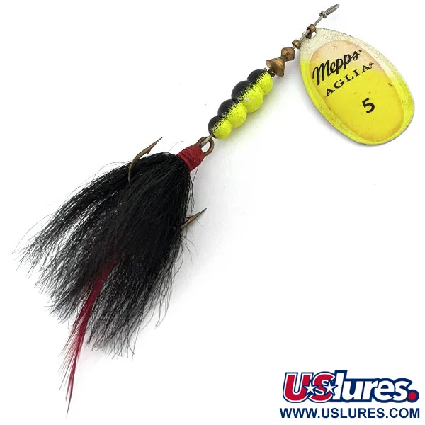 Vintage   Mepps Aglia 5 Dressed, 1/2oz Chartreuse spinning lure #15371