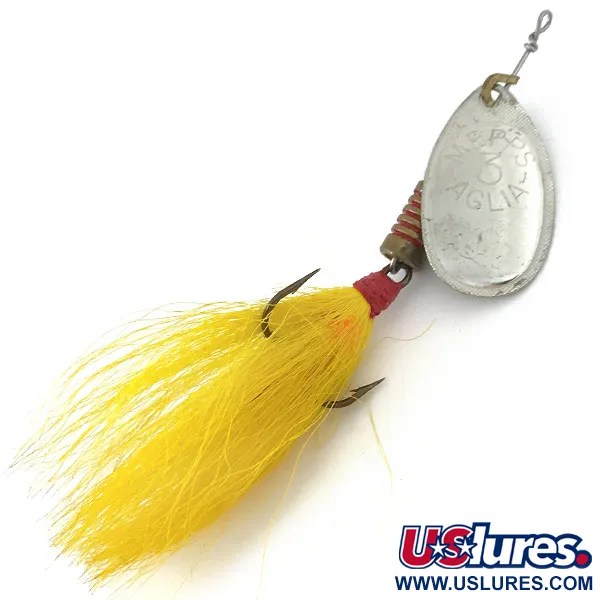 Vintage   Mepps Aglia 3 Dressed, 1/4oz Silver spinning lure #15416