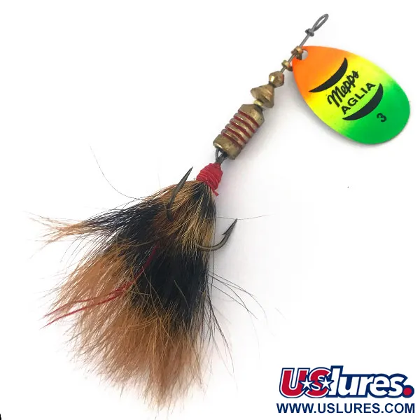 Vintage   Mepps Aglia 3 Dressed (squirrel tail), 1/4oz Chartreuse spinning lure #15448