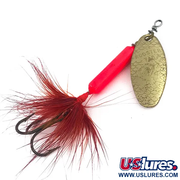 Vintage  Yakima Bait Worden’s Original Rooster Tail, 1/4oz Brass spinning lure #15449