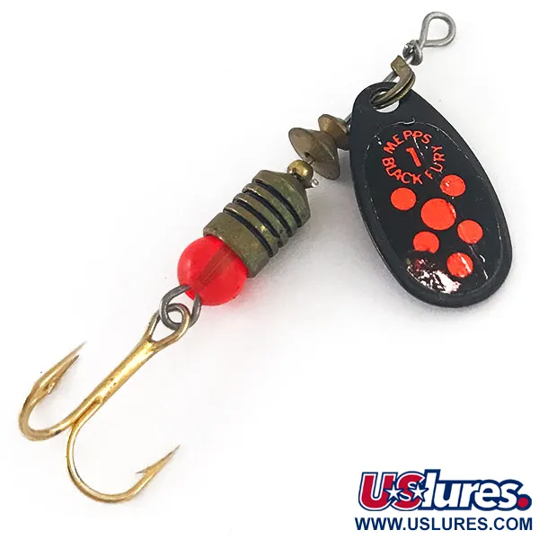 Vintage   Mepps Black Fury 1, 1/8oz Black spinning lure #15481