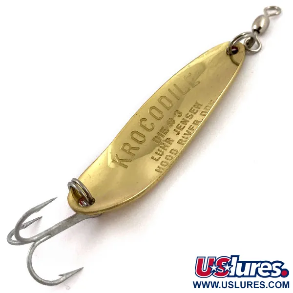 Vintage  Luhr Jensen Krocodile #3, 1/3oz Hammered Gold / Orange fishing spoon #15493