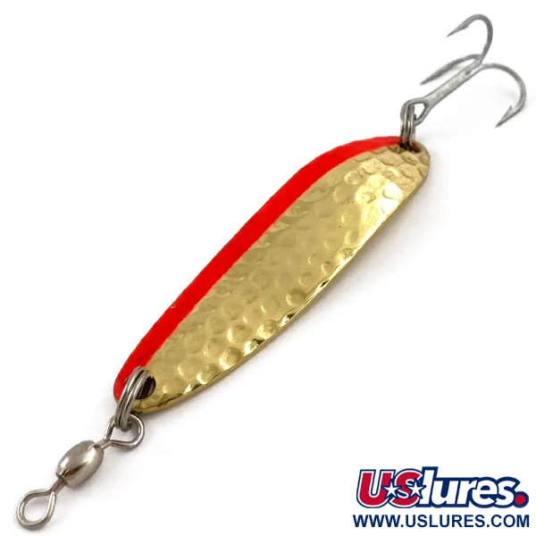 Vintage  Luhr Jensen Krocodile #3, 1/3oz Hammered Gold / Orange fishing spoon #15493