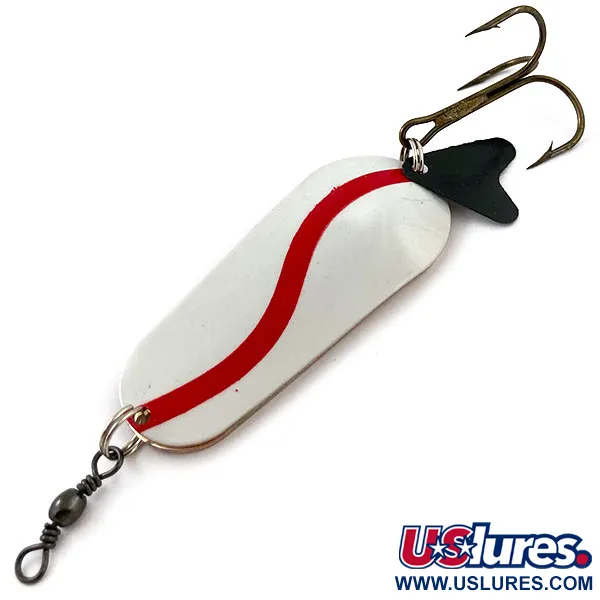 Vintage   Dymara Classic Spoon (Twin Blade), 1oz White / Red / Nickel fishing spoon #15515
