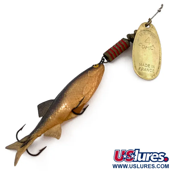 Vintage   Mepps Comet 4 Mino, 2/5oz Brass spinning lure #15575