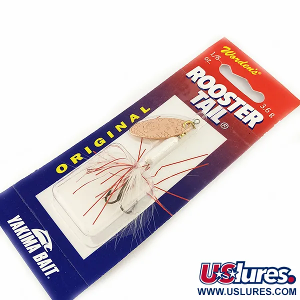  Yakima Bait Worden’s Original Rooster Tail, 1/8oz Copper / White spinning lure #15746