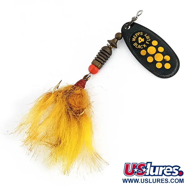 Vintage   Vintage Mepps Black Fury 4 Dressed (1970s), 1/4oz Black spinning lure #16031