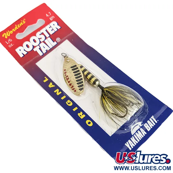  Yakima Bait Worden’s Original Rooster Tail, 3/16oz Gold spinning lure #16102