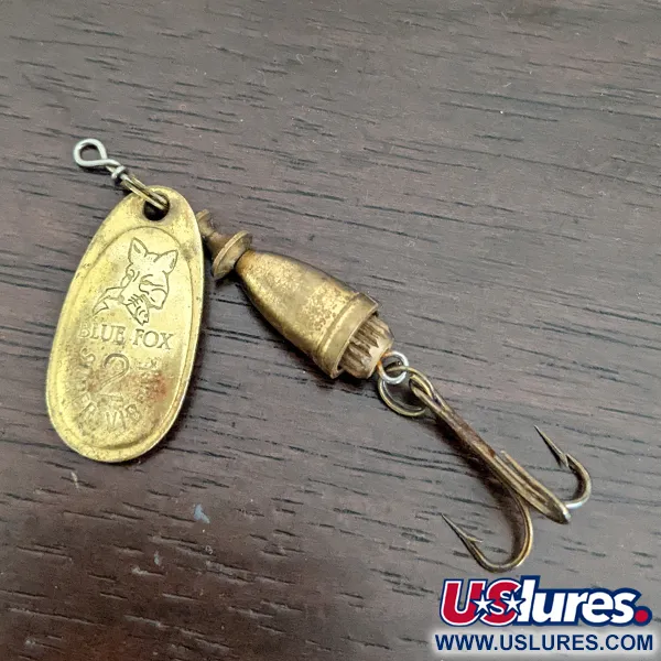 Vintage   Blue Fox Super Vibrax 2, 3/16oz Brass spinning lure #16142