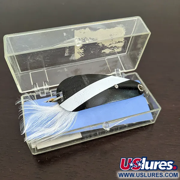   Vintage Weezel Rex Weedless Spoon, 2/5oz Black / White fishing spoon #16151