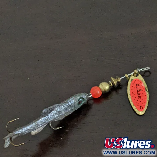 Vintage   Mepps Aglia Long 0 Mino, 1/8oz Silver / Red spinning lure #16161