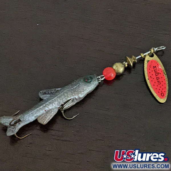 Vintage   Mepps Aglia Long 0 Mino, 1/8oz Silver / Red spinning lure #16161